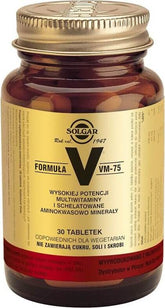 Formula v vm - 75 hoogwaardige multivitaminen en chelaat-aminozuurmineralen 30 SOLGAR-tabletten
